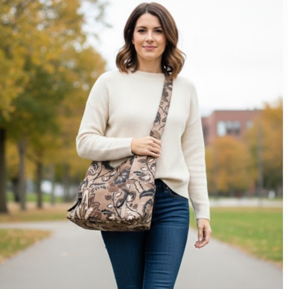 Spartina 449 NWOT Floral Tan Shoulder Bag